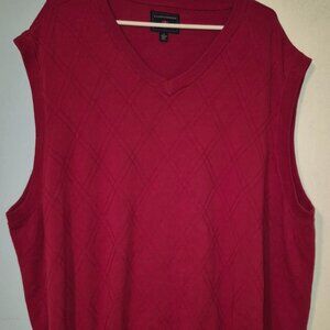 Saddlebred Big & Tall Solid Red Sweater Vest Men's Size 2X 100% Cotton BRAND NEW